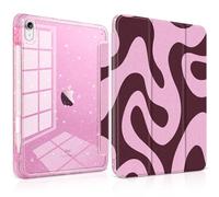 Yebiseven Case for iPad Air 11 Inch M4 M3 M2 2026 2025 2024, iPad Air 5th 4th Generation 10.9 Inch 2022 2020-Pencil Holder, Glitter Shiny Shockproof Cover with Sparkly Clear Back, Pink Wave