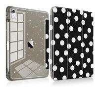 Yebiseven Case for iPad Air 11 Inch M4 M3 M2 2026 2025 2024, iPad Air 5th 4th Generation 10.9 Inch 2022 2020-Pencil Holder, Glitter Shiny Shockproof Cover with Sparkly Clear Back, White Polka Dot