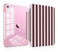 Yebiseven Case for iPad Air 11 Inch M4 M3 M2 2026 2025 2024, iPad Air 5th 4th Generation 10.9 Inch 2022 2020-Pencil Holder, Glitter Shiny Shockproof cover with Sparkly Clear Back, Burgundy Pink Stripe