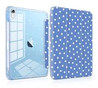 Yebiseven Case for iPad Air 11 Inch M4 M3 M2 2026 2025 2024, iPad Air 5th 4th Generation 10.9 Inch 2022 2020-Pencil Holder, Glitter Shiny Shockproof Cover with Sparkly Clear Back, Blue Polka Dot