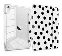 Yebiseven Case for iPad Air 11 Inch M4 M3 M2 2026 2025 2024, iPad Air 5th 4th Generation 10.9 Inch 2022 2020-Pencil Holder, Glitter Shiny Shockproof Cover with Sparkly Clear Back, Black Polka Dot