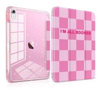 Yebiseven Case for iPad Air 11 Inch M4 M3 M2 2026 2025 2024, iPad Air 5th 4th Generation 10.9 Inch 2022 2020-Pencil Holder, Glitter Shiny Shockproof Cover with Sparkly Clear Back, Pink Checkerboard