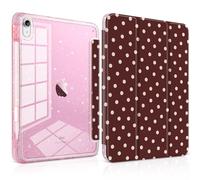 Yebiseven Case for iPad Air 11 Inch M4 M3 M2 2026 2025 2024, iPad Air 5th 4th Generation 10.9 Inch 2022 2020-Pencil Holder, Glitter Shiny Shockproof Cover with Sparkly Clear Back, Burgundy Polka Dot