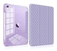 Yebiseven Case for iPad Air 11 Inch M4 M3 M2 2026 2025 2024, iPad Air 5th 4th Generation 10.9 Inch 2022 2020-Pencil Holder, Glitter Shiny Shockproof Cover with Sparkly Clear Back, Purple Polka Dot