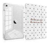 Yebiseven Case for iPad Air 11 Inch M4 M3 M2 2026 2025 2024, iPad Air 5th 4th Generation 10.9 Inch 2022 2020-Pencil Holder,Glitter Shiny Shockproof cover with Sparkly Clear Back, Black Polka Dot Quote