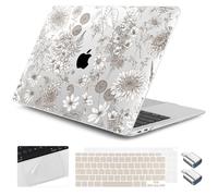 Yebiseven for M1 MacBook Air 13 inch Case 2021 2020 2019 2018 Model A2337/A2179/A1932, Laptop Hard Shell Case with Keyboard Cover & Trackpad Protector & 2 OTG Adapters, Dahlia Cosmos