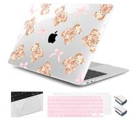 Yebiseven for M1 MacBook Air 13 inch Case 2021 2020 2019 2018 Model A2337/A2179/A1932, Laptop Hard Shell Case with Keyboard Cover & Trackpad Protector & 2 OTG Adapters, Bear