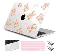 Yebiseven for M4 MacBook Air 15 inch Case 2025 2024 2023 Released A3241 A3114 M3 A2941 M2, Hard Shell Laptop Case with Keyboard Cover & Trackpad Film & 2 OTG Adapters, Bear