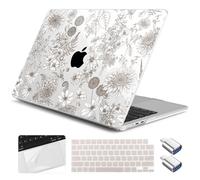 Yebiseven for M4 MacBook Air 15 inch Case 2025 2024 2023 Released A3241 A3114 M3 A2941 M2, Hard Shell Laptop Case with Keyboard Cover & Trackpad Film & 2 OTG Adapters, Dahlia Cosmos