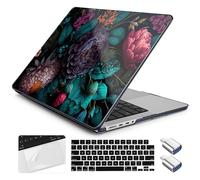 Yebiseven for M4 MacBook Pro 14 Inch Case 2025 2024 2023 2021 Model A3112/A3401/A3185/A2918/A2992/A2779/A2442 M3 M2 M1, Hard Shell with Keyboard Cover+Trackpad Film+OTG Adapter, Vibrant Flower