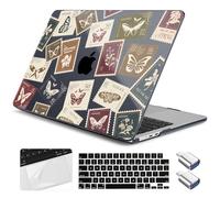 Yebiseven for MacBook Air 13.6 Inch M4/M3/M2 Case 2025 2024 2023 2022 Released A3240/A3113/A2681, Laptop Hard Shell Case with Keyboard Cover & Trackpad Protector & 2 OTG Adapters, Post Stamps