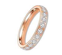 YEBOCIYO Engagement Anniversary Statement Stacking Ring Titanium Eternity Ring 3mm Wedding Band Promise Rings Full Cubic Zirconia Bridal Ring for Women Men Girls J 1/2 Gold