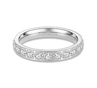 YEBOCIYO Eternity Ring 3mm Engagement Anniversary Statement Stacking Ring Titanium Wedding Band Promise Rings Full Cubic Zirconia Bridal Ring for Women Men Girls L Silver