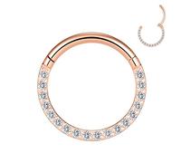 YEBOCIYO Nose Piercing Ring 10mm Piercing Ring 16G Rook Piercing Jewelry Daith Helix Hoop Earrings Conch Lobe Hoop Lip Eyebrow Belly Nipple Ring Rose Gold