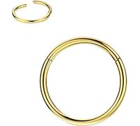 YEBOCIYO Septum Piercing Gold Nose Ring 16G Helix Piercing Jewelry 6mm Daith Earrings Hoop Rook Tragus Lobe Hoop Lip Eyebrow Ring 316L Surgical Steel