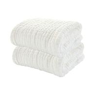 YeBon 2Pcs Baby Muslin Bath Towels, Super Soft Cotton Bath Towel 6 Layers Infant Newborn Swaddle Blanket 41.3 X41.3 Inches,Baby Registry as Shower (White)