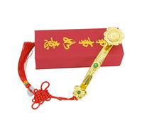 YeBon Feng Shui Golden Ruyi/Ru Yi Power Scepter Chinese Charm of Prosperity Home Decoration,Feng Shui Decor (Round)