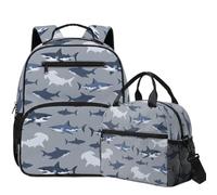 YECARYPOD Backpack for Boys Preschool Toddler School Bag for Boys with Lunch Box Kids Book Bag Backpack for 2-5 Years Old, Shark Pattern