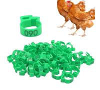 Yechiry 100PCS Chicken Leg Bands, 20MM 001 to 100 Numbered Poultry Poultry Identification Leg Tags, Not Breaking Simple Double Clasp Chicken Tags for Chick Duck Pigeons Bird (Green)