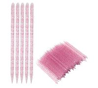 Yechiry 100pcs Disposable Nail Cuticle Pushers for Professional Manicure and Pedicure, Double Ended Nail Care Tools in Plastic, Perfect for Artists (Purplish Red)
