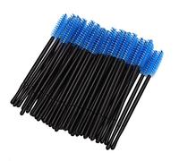 Yechiry 100pcs Durable Disposable Eyelashes Brush Set for Makeup, Convenient to Carry for Makeup Artists, Plastic + Cotton Material, Pink/Blue/Rose Red/Black/Yellow (blue)