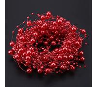 Yechiry 10M Beading Garland White Beads Chain DIY Wedding Party Decoration for Doors Windows Material ABS Length 32.8ft Applicable Scene: Home Office Dormitory Flower Shop (Red)