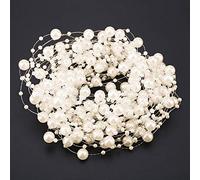 Yechiry 10M Beading Garland White Beads Chain DIY Wedding Party Decoration for Doors Windows Material ABS Length 32.8ft Applicable Scene: Home Office Dormitory Flower Shop (Beige)