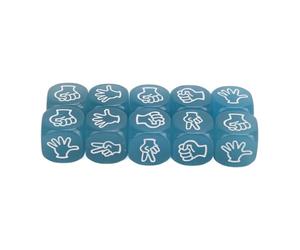 Yechiry 10pcs Finger Guessing Dice, Luminous Rock Paper Scissors Dice Set, Glow in The Dark for Board Games Math Games Educational (Blue)