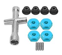 Yechiry 12mm Aluminum Wheel Hex Adapter Durable Set for 1/10 RC Car, NonSlip Nut Cross Wrench Included (Blue)