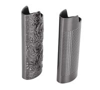 Yechiry 2Pcs Lighter Case, Metal Vintage Zinc Alloy Cover Holder with Stereoscopic Relief Grid & Dragon Pattern for J6 Protective Box Business Birthday Xmas Father Day (Gray Black)