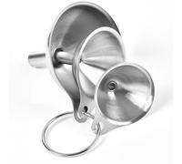 Yechiry 3 Pack Stainless Steel Kitchen Funnel Set, Mini Funnel with Hanging Loop, Narrow Spout & Vent Slot for Oil Vinegar Bottles and Containers (3pcs with 1 Cleaning Brush)