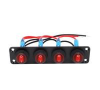 Yechiry 4 Gang Rocker Switch Panel for Marine and Automotive Use Durable ABS Aluminum Alloy with LED Lights (Red)