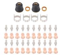 Yechiry 48 Pieces Cutting Torch Consumables IPT40 Tip Electrodes Nozzles Shield Cups Set Off Guide, Crafted from Metal Materials for Cut 55DS Pro Cut 65DS Torch, Electrode Nozzle Set