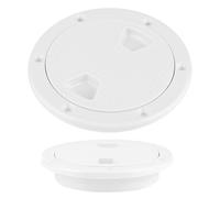Yechiry 4in ABS Boat Cover, Round White Screw Out ABS Deck Plate Inspection Cover with Robust O Ring Seals, Non Slip Surface for Horizontal, Vertical Installation
