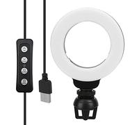 Yechiry 4in Clip-On LED Ring Light Adjustable Color Temperature for Live Video Streaming Online Education Black