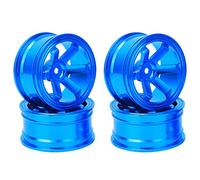 Yechiry 4pcs Aluminum Alloy RC Wheel Hub, Lightweight Anodized Black Blue Coffee, Compact Size for 1/10 Flat Running Drift RC Car (Blue)
