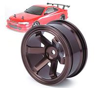 Yechiry 4pcs Aluminum Alloy RC Wheel Hub, Lightweight Anodized Black Blue Coffee, Compact Size for 1/10 Flat Running Drift RC Car (Brown)