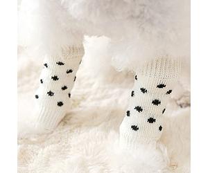 Yechiry 4PCS Dog Elbow Protector, Pet Elbow Protective Sleeve, Socks Soft Pet Joint Protection Wear Proof High Stretch Fabric Cute Polka Dot for Dogs Ankle Support Safely Chew (S)