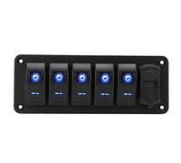 Yechiry 5 Gang Rocker Switch Panel with Dual USB and Built-in Voltage Display for Trucks Buses RVs Durable and High Temperature Resistant