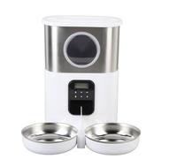 Yechiry 5L Automatic Cat Feeder, Stainless Steel Pet Food Dispenser, Timed Feeding Machine with Large Visible Window & Quantitative Feeding, Ideal for 2 Cats & Multiple Pets Household (White)