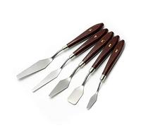 Yechiry 5pcs Oil Painting Scraper Set with Wooden Handle and Stainless Steel Blades, Durable Art Supplies for Artists and Students