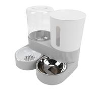 Yechiry Automatic Pet Feeder Water Dispenser, Combined Dry Wet Separation Design with Large Capacity for Cats and Dogs, Durable Plastic Material, 11.42x5.12x9.84in (Grey)