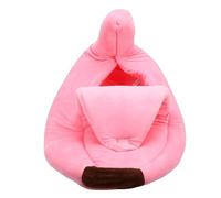 Yechiry Banana Shaped Cat Bed, Cute Dog Beds, Soft Crystal Velvet Pet Cave with Detachable Cushion Semi Enclosed Banana BedLovely Pet Supplies for Cats Small Dogs Rabbit Pink (Pink)