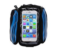 Yechiry Bike Front Tube Bag Large Capacity Zippered Cell Phone Holder for Cyclists Orange (Blue)