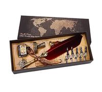 Yechiry Calligraphy Pen, Exquisite Carved Retro Style Tool, Replaceable Nibs with Soft Grip, Ideal for Gothic & Italian Calligraphy Practice & Gift (Dark Red)