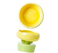Yechiry Ceramic Cat Food Bowl Stylish Elevated Design for Pets Large Capacity Cervical Spine Protection 1 Unit (Yellow)