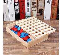 Yechiry Classic Wood Board Checkers Set Educational Game Pieces for Kids, Exercise Fingers, Develop Concentration, 21 Red & 21 Blue Chess, Rubber Wood Environmentally Friendly Paint, 9.7x5.9x1.6in,