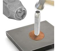 Yechiry CR V Steel Stamp Metal Punch, Engraving Tool for Steel Leather Wood Plastic with Hammer, 6mm Star Heart Cross Shaped, Precision Punch (Heart Shaped)
