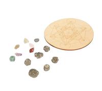 Yechiry Crystal Grid Board Set, Healing Colorful Crystal Grid Divination Boards with Chakras Stone, Ideal for Meditation Sleep, Spiritual Accessory (A07)