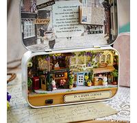 Yechiry DIY Miniature Handmade Box Dollhouse Kit, Tiny House Kit for Adults to Build, Old Time Theme Mini House Making with Furnitures for Family and Friends (Happy Street Corner)